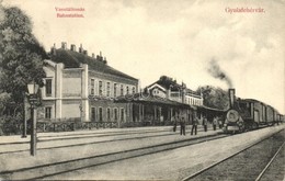 * T2/T3 Gyulafehérvár, Alba Iulia; Vasútállomás, Gőzmozdony, Vasutasok. Weisz Bernát Kiadása / Railway Station, Locomoti - Unclassified