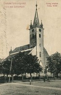 * T3 Szászrégen, Reghin; Evangélikus Templom. W. L. 1630. / Evang. Kirche / Church (szakadás / Tear) - Unclassified