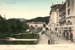 ** T1/T2 Bártfafürdő, Bardejov, Kupele Bardiov; Promenád, Deák és Erzsébet Királyné Szálloda, Werther J. üzlete. Hajts K - Unclassified