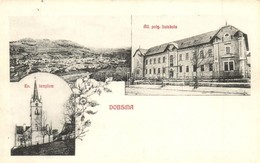T2 Dobsina, Állami Polgári Fiú Iskola, Evangélikus Templom / Boy School, Church. Floral - Non Classés