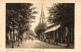 T2/T3 Komárom, Komárno; Nádor Utca, Hermann üzlete, Templom / Palatinalgasse / Ulice Palatinska / Street View With Shops - Unclassified