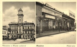 ** T2/T3 Komárom, Komárno; Városháza, Klapka Szobor, Nádor Utca, Szalay üzlete / Town Hall, Statue, Street, Shop (ázott  - Ohne Zuordnung