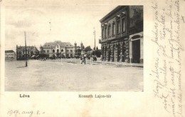 T2/T3 Léva, Levice; Kossuth Lajos Tér, Piac. Nyitrai és Társa Kiadása / Square, Market (EK) - Non Classificati