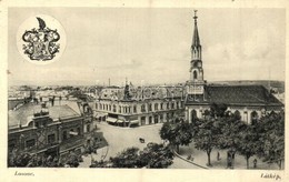 T2/T3 Losonc, Lucenec; Látkép, üzletek, Templom, Címer. Salamon Károly Kiadása / General View, Shops, Church, Coat Of Ar - Non Classificati