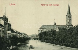 ** T2/T3 Lőcse, Levoca; Körtér és Római Katolikus Templom. W. L. Bp. 2822. Berger Em. Kiadása / Street View, Church (EK) - Non Classificati