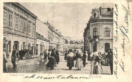 T3 Nyitra, Nitra;  Telegdy Utca Piaci árusokkal, Haas Mór Bor, Sör és Pálinka Mérése / Street View With Market Vendors,  - Non Classés