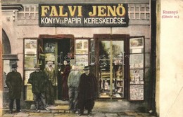 T3 Rozsnyó, Roznava; Falvi Jenő Könyv- és Papírkereskedése, üzlet Kirakata / Shop Front With Owners (EB) - Unclassified
