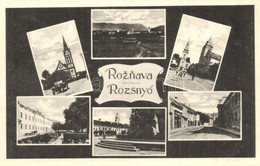 ** T1/T2 Rozsnyó, Roznava; Templomok, Automobil, Rosenbluth üzlete / Churches, Automobile, Shop - Unclassified