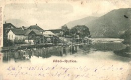 T3 1900 Ruttka, Alsó Rutka, Vrutky; Folyópart, Házak. Kiadja Sochán P. 35. Sz. / Riverside, Houses (r) - Unclassified