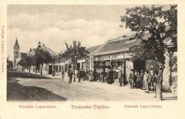 ** T2/T3 Trencsénteplic, Trencianske Teplice; Kossuth Lajos Utca, Wertheim Zsigmond üzlete és Saját Kiadása / Street Vie - Unclassified