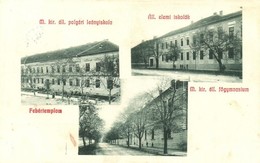 T2 Fehértemplom, Ung. Weisskirchen, Bela Crkva; M. Kir. áll. Polgári Leányiskola, Elemi Iskolák és Főgimnázium / Schools - Non Classificati