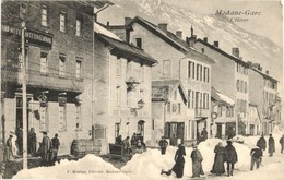 ** T2 Modane-Gare, L'Hiver / Winter, Street View With Shops, Grand Hotel International, Cafe And Restaurant De La Gare, - Unclassified