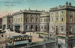 T2/T3 Kraków, Krakau; Dworzec Kolejowy / Bahnhof / Railway Station, Tram, Horse-drawn Carriages, Coach + K.u.K. Militärz - Zonder Classificatie