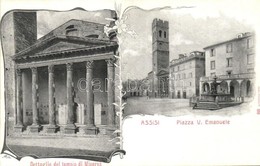 ** T1 Assisi, Dettaglio Del Tempio Di Minerva, Piazza V. Emanuele / Temple, Square. Art Nouveau - Non Classés