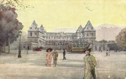 * T2/T3 Torino, Turin; Castello Del Valentino Dal Corso / Castle, Tram. Italian Art Postcard S: Guerzoni - Unclassified