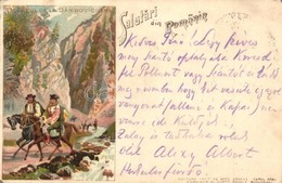 T2/T3 1899 Dambovicioara, Defileul. Salutari Din Romania / Gorge. Greeting From Romania. Carol Göbl's Litho (EK) - Non Classés