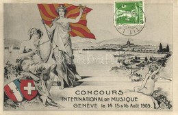 T2/T3 1909 Geneve, Geneva; Concours International De Musique / International Music Competition Advertisement Card, Swiss - Non Classés