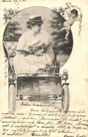 T2/T3 Ladies In Automobile With Angel. Art Nouveau S: Ch. Scolik  (EK) - Zonder Classificatie