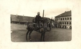 T2 1914 Szeged, Lovas Katona A Laktanya Udvarán / WWI K.u.k. Cavalryman In The Barrack's Coutyard. Photo - Unclassified