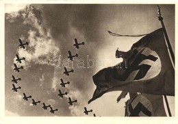 T2/T3 Die Fahnen Wehen Sieg!, Rudolf Schaeffer / German Nazi Party NSDAP Propaganda, Flag With Swastika And Military Air - Ohne Zuordnung