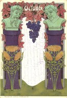 T2 1899 October. Grape Harvest Art Postcard. Th. Wendisch 472. Art Nouveau, Litho S: Z.C. (?) - Zonder Classificatie