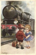 T2/T3 Italian Art Postcard. Children With Locomotive. C.C.M. 2572 S: A. Bertiglia  (EB) - Non Classificati