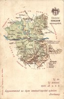 T3 Komárom Vármegye Térképe; Kiadja Károlyi Gy. / Map Of Komárom County (fa) - Non Classés