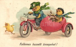 ** T2 Kellemes Húsvéti Ünnepeket! / Easter Greeting Art Postcard With Chicken In Motorbicycle. EAS 1274. Litho - Non Classés