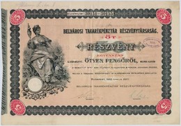 Budapest 1926. 'Belvárosi Takarékpénztár Részvénytársaság' öt Részvénye Egyben 250P-ről (2x), Sorszámkövetők Szárazpecsé - Non Classés