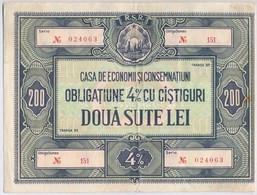 Románia ~1960-1980. 'Casa De Economi Si Consemnatiuni' 4%-os Kölcsön Kötvénye 200L-ről T:III Vágott
 Romania ~1960-1980. - Non Classés