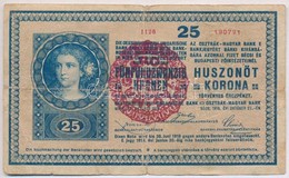 1918. 25K '1126' 2mm, Hullámos Hátlappal, Hamis Piros 'MAGYARORSZÁG' Körbélyegzővel (fake Overpint) T:III- Ly. - Ohne Zuordnung