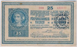 1918. 25K '3104' 3mm, Hullámos Hátlappal, Hamis Román Felülbélyegzéssel (fake Overprint) T:III - Zonder Classificatie