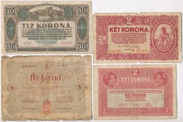 9db-os Vegyes Magyar Forint, Korona és Pengő Bankjegy Tétel, Közte 1848. 5Ft 'Kossuth-bankó' Vörösesbarna T:III,III-,IV - Unclassified