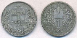 1895KB 1K Ag + Ausztria 1893. 1K Ag 'Ferenc József' T:2- - Unclassified