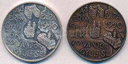 Lantos Györgyi (1953-) 1990. 'MÉE Pápa / Éremgyűjtők 20. Vándorgyűlése' Ag és Br Emlékérem Pár (36,41g/0.835/42,5mm) T:1 - Non Classificati