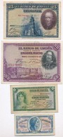 Spanyolország 1928. 25P + 50P + 1935. 5P + 1937. 50c T:III
Spain 1928. 25 Pesetas + 50 Pesetas + 1935. 5 Pesetas + 1937. - Unclassified
