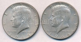 Amerikai Egyesült Államok 1965-1966. 1/2$ Ag 'Kennedy' (2x) T:2 
USA 1965-1966. 1/2 Dollar Ag 'Kennedy' (2x) C:XF - Unclassified