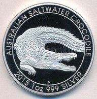 Ausztrália 2015. 1$ Ag 'II. Erzsébet / Ausztrál Krokodil' (1oz/0.999) T:PP Australia 2015. 1 Dollar Ag 'Elisabeth II / A - Non Classés