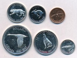 Kanada 1967. 1c Br + 5c Ni + 10c Ag + 25c Ag + 50c Ag + 1$ Ag T:1-(PP)
Canada 1967. 1 Cent Br + 5 Cents Ni + 10 Cents Ag - Unclassified