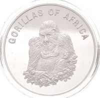 Uganda 2002. 1000Sh Ezüstözött Br 'Afrika Gorillái - Ülő Gorilla' T:PP Fo.
Uganda 2002. 1000 Shillings Silver Plated Br  - Unclassified