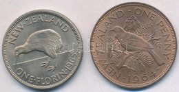 Új-Zéland 1964. 1p Br 'Tui' + 1965. 1F Cu-Ni 'Kiwi' T:2,2-
New Zealand 1964. 1 Penny Br 'Tui Bird' + 1965. 1 Florin Cu-N - Unclassified