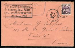 Maroc - Enveloppe Par 1er Vol De Casablanca / Paris En 1953 - Ref F168 - Covers & Documents