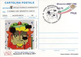 Italia 2017 Montevarchi VARCHI Comics VIII Edizione Annullo Su Cartolina Postale Repiquage Dedicata - Bandes Dessinées