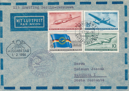 BERLIN -  1.2.56  FD  ,  First Flight , R-Brief  Erstflug Berlin - Warszawa - Storia Postale