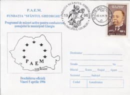 69500- GIURGIU- ST GEORGE FOUNDATION, SPECIAL COVER, 1996, ROMANIA - Covers & Documents