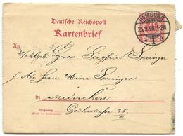 Germany 1898 1pf Eagle Letter Card Hamburg To München - Otros & Sin Clasificación
