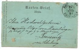Austria 1890 3kr Letter Card Prossnitz (Prostějov) Postmark - Letter-Cards