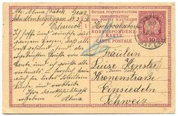 Austria 1918 10h Crown Postal Card Graz To Einsiedeln, Switzerland - Tarjetas