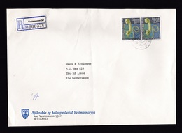 Iceland: Registered Cover To Netherlands, 1986, 2 Stamps, Telephone, R-label Vestmannaeyjar (minor Damage, See Scan) - Cartas & Documentos