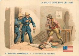 LES POLICEMEN DE NEW YORK - U.S.A. - CARTE COMMERCIALE PUBLICITAIRE ILLUSTREE ANCIENNE - (9 X 12,5 Cm) - Autres & Non Classés